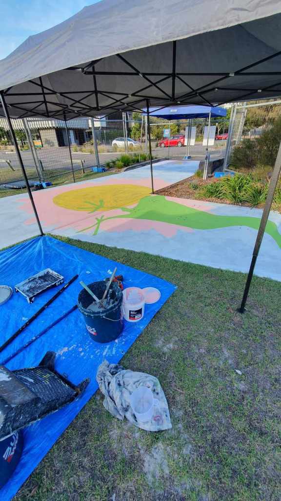 Rufous Street Public Art, ground mural, Peregian, Noosa, Sunshine Coast Queensland, This Bird, Tia Carrigan, ground parrot, birds