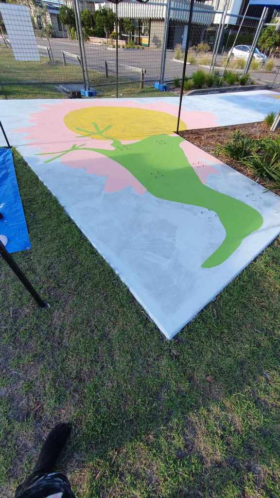 Rufous Street Public Art, ground mural, Peregian, Noosa, Sunshine Coast Queensland, This Bird, Tia Carrigan, ground parrot, birds