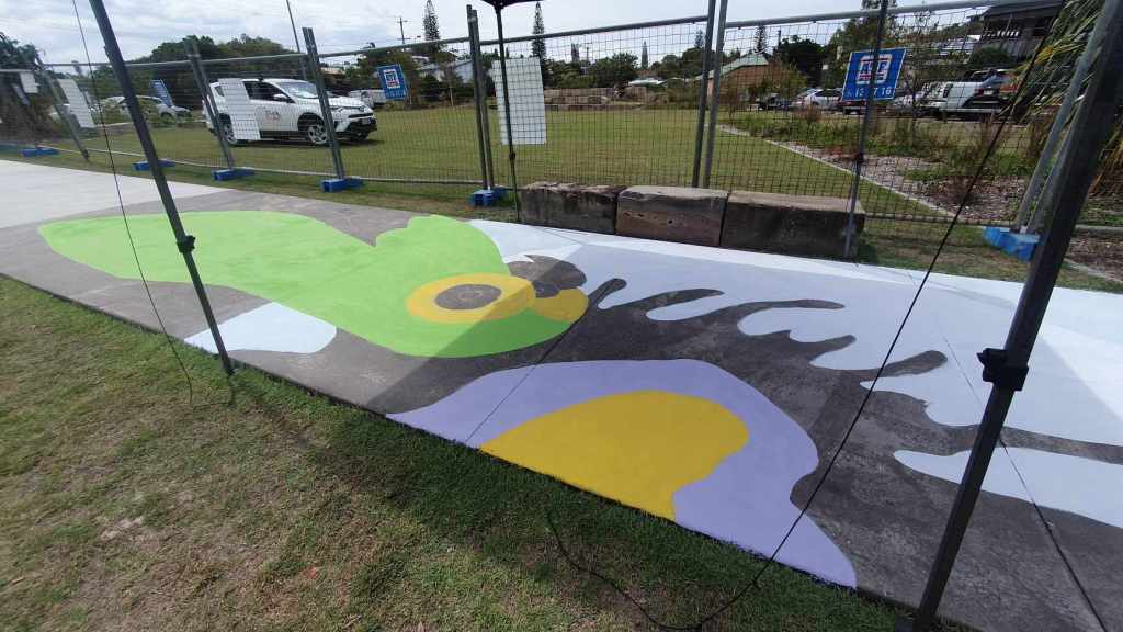 Rufous Street Public Art, ground mural, Peregian, Noosa, Sunshine Coast Queensland, This Bird, Tia Carrigan, ground parrot, birds
