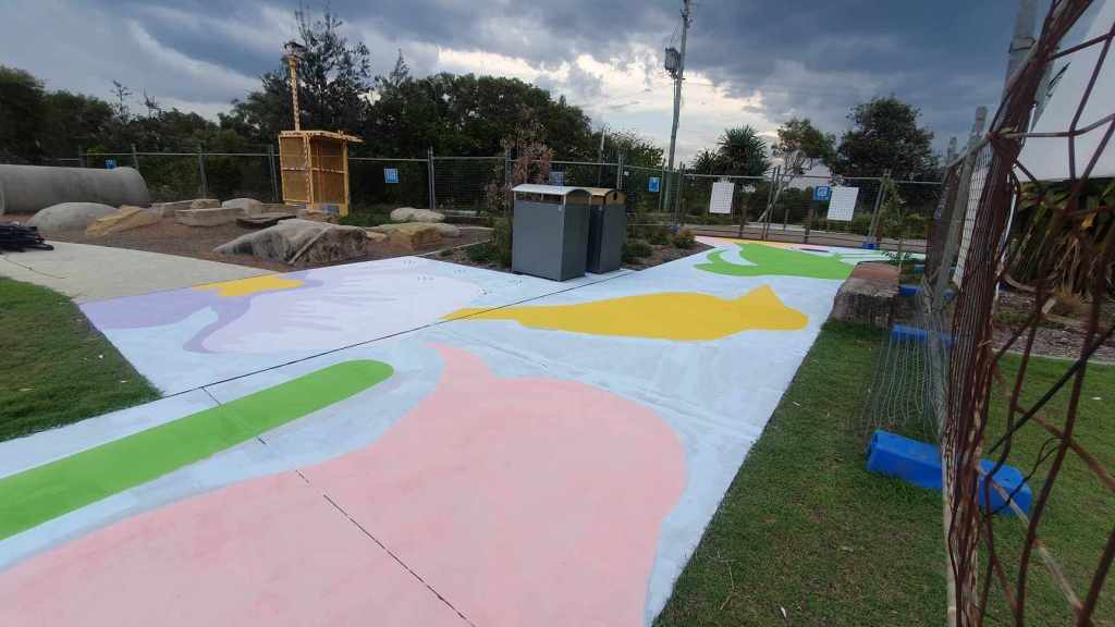 Rufous Street Public Art, ground mural, Peregian, Noosa, Sunshine Coast Queensland, This Bird, Tia Carrigan, ground parrot, birds