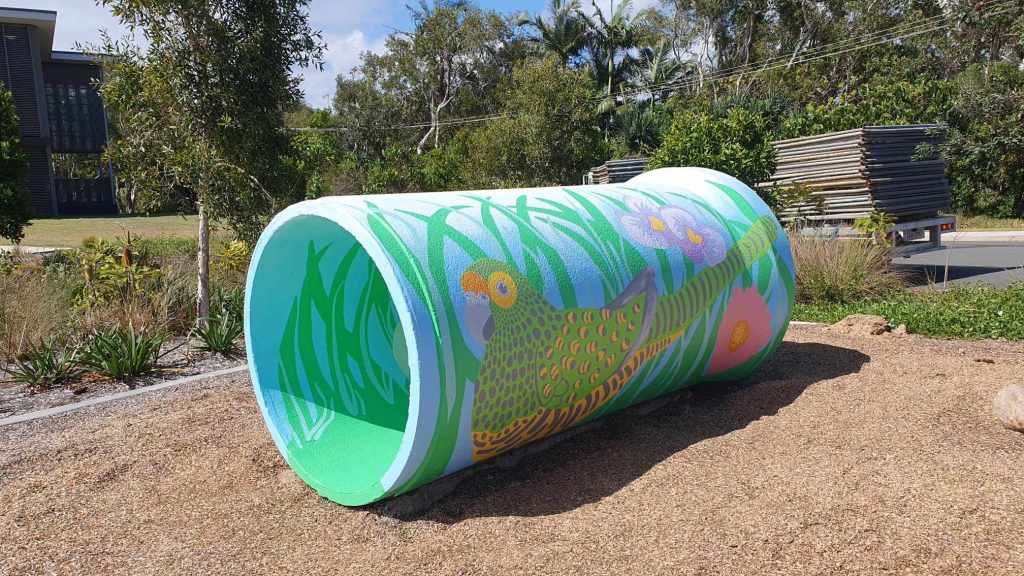 Rufous Street Public Art, ground mural, Peregian, Noosa, Sunshine Coast Queensland, This Bird, Tia Carrigan, ground parrot, birds