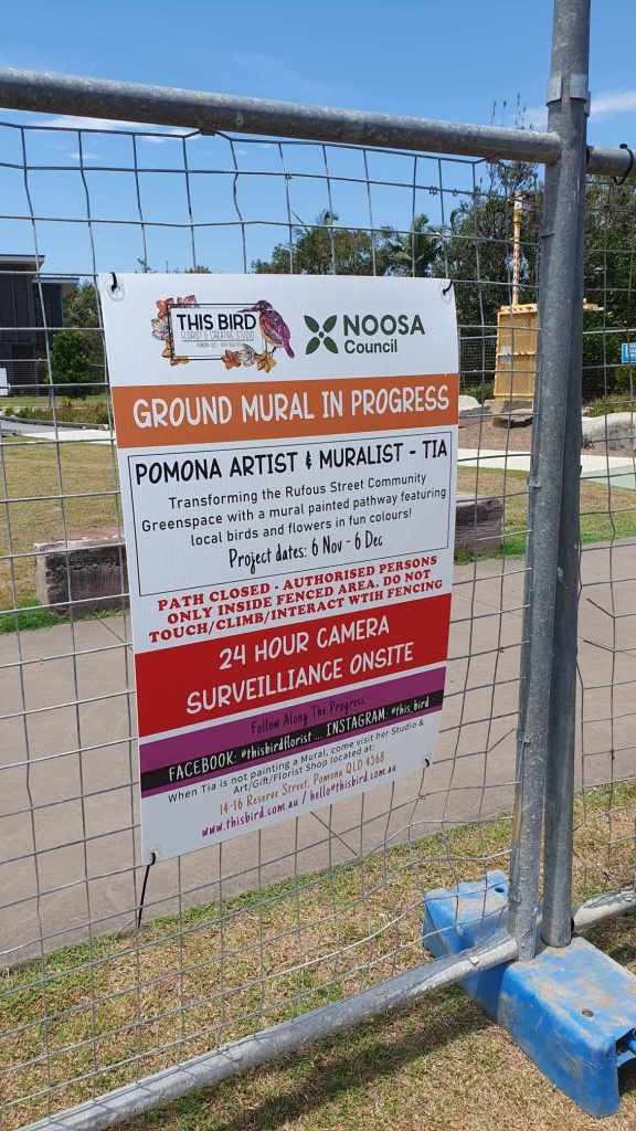 Rufous Street Public Art, ground mural, Peregian, Noosa, Sunshine Coast Queensland, This Bird, Tia Carrigan, ground parrot, birds